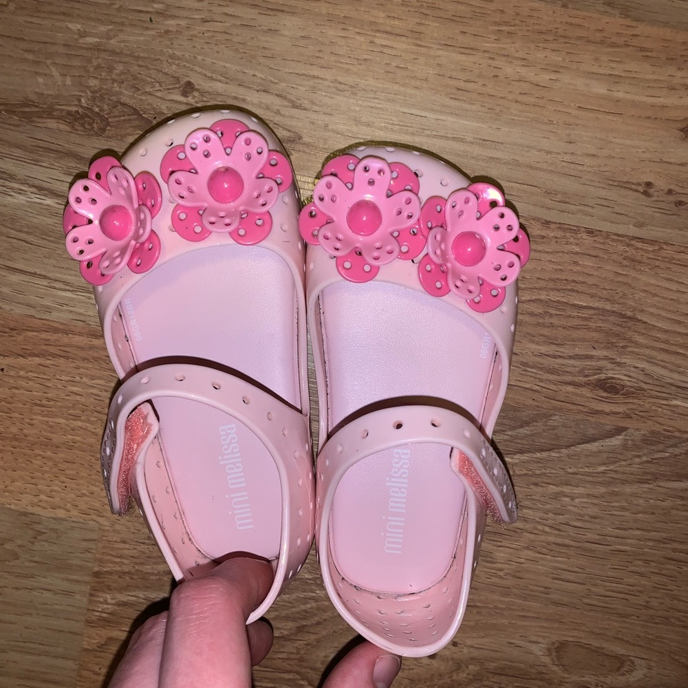 Mini Melissa Pink Floral Kids Dress Shoes